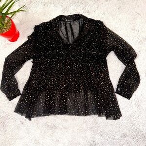 I.N.C. Gold shimmery sheer tunic